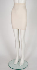 1990s Cream Knit Bodycon Mini Skirt