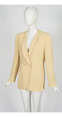 1993 S/S Butter Yellow Silk Layered Shawl Collar Blazer