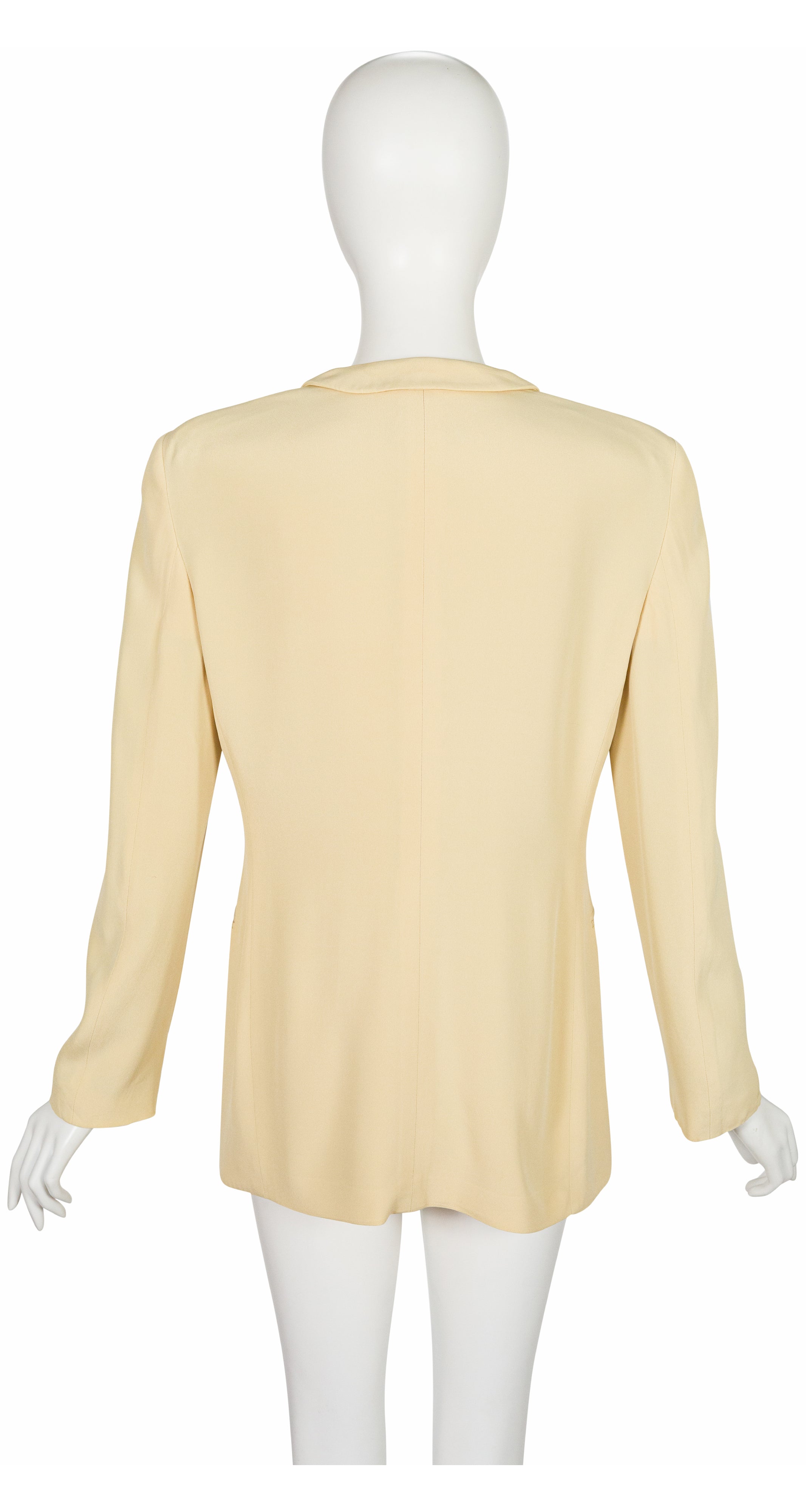 1993 S/S Butter Yellow Silk Layered Shawl Collar Blazer