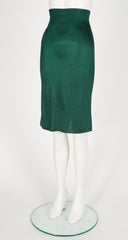 1986 S/S Green Knit Snap-Up Pencil Skirt
