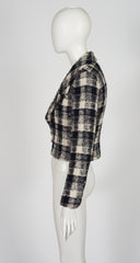 1990-91 F/W Black & Cream Plaid Wool Tweed Cropped Jacket
