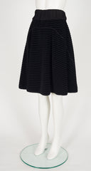 2000 F/W Black Ribbed Cotton Velvet Circle Skirt