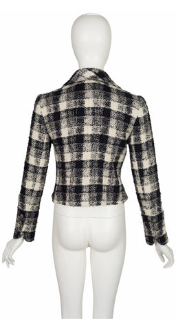 1990-91 F/W Black & Cream Plaid Wool Tweed Cropped Jacket