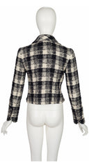 1990-91 F/W Black & Cream Plaid Wool Tweed Cropped Jacket