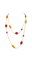 1990s 51" Beaded Gold-Tone Cable Chain Necklace