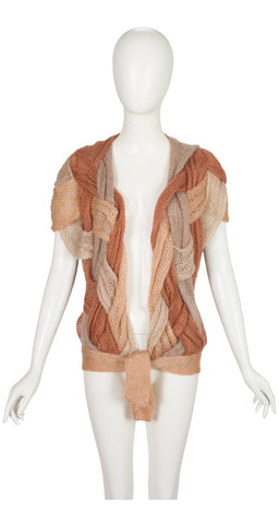 1980s Braided Mohair Knit Short Sleeve Vest