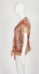 1980s Braided Mohair Knit Short Sleeve Vest