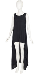 1994 S/S Black Linen Tie Wrap Dress