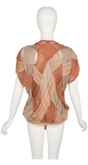 1980s Braided Mohair Knit Short Sleeve Vest