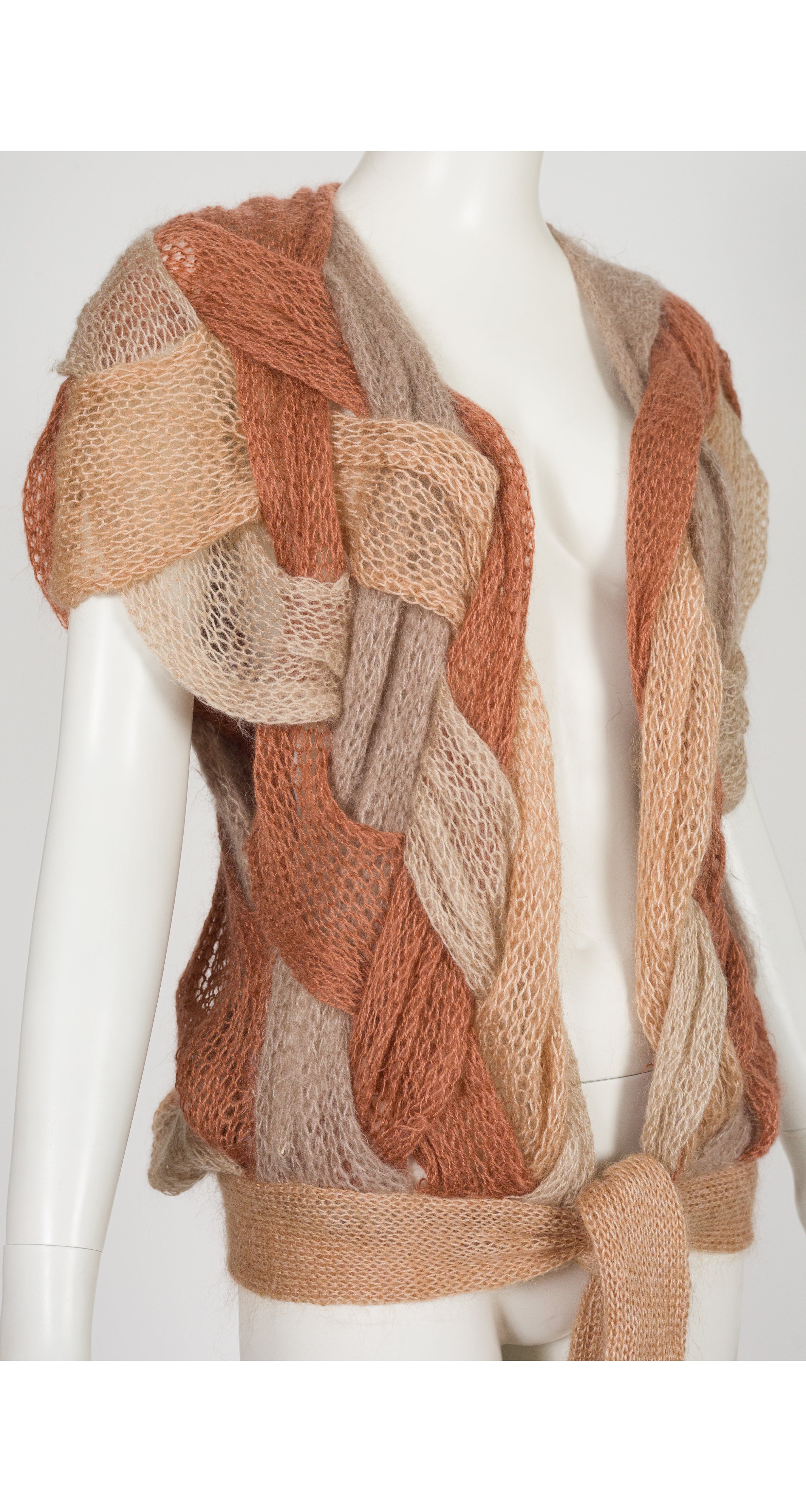 1980s Braided Mohair Knit Short Sleeve Vest