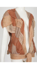 1980s Braided Mohair Knit Short Sleeve Vest