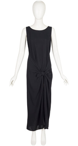 1994 S/S Black Linen Tie Wrap Dress