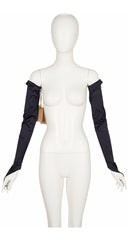 1996 S/S NWT Black Satin Hook Finger Long Opera Gloves