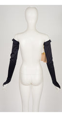 1996 S/S NWT Black Satin Hook Finger Long Opera Gloves