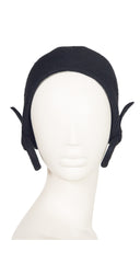 1960s Black Beaver Felt Ring Cloche Hat