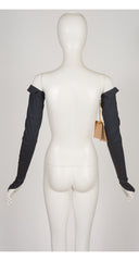 1996 S/S NWT Gray Linen Hook Finger Long Opera Gloves