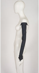 1996 S/S NWT Gray Linen Hook Finger Long Opera Gloves