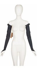 1996 S/S NWT Gray Linen Hook Finger Long Opera Gloves