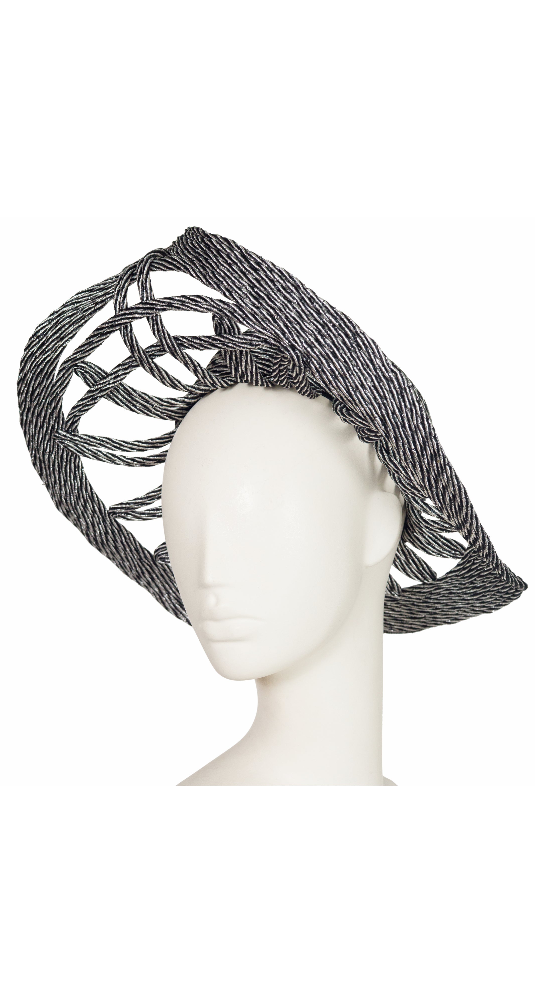1980s Silver & Black Rope Cut-Out Architectural Hat