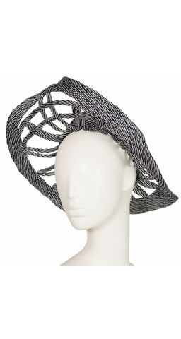 1980s Silver & Black Rope Cut-Out Architectural Hat