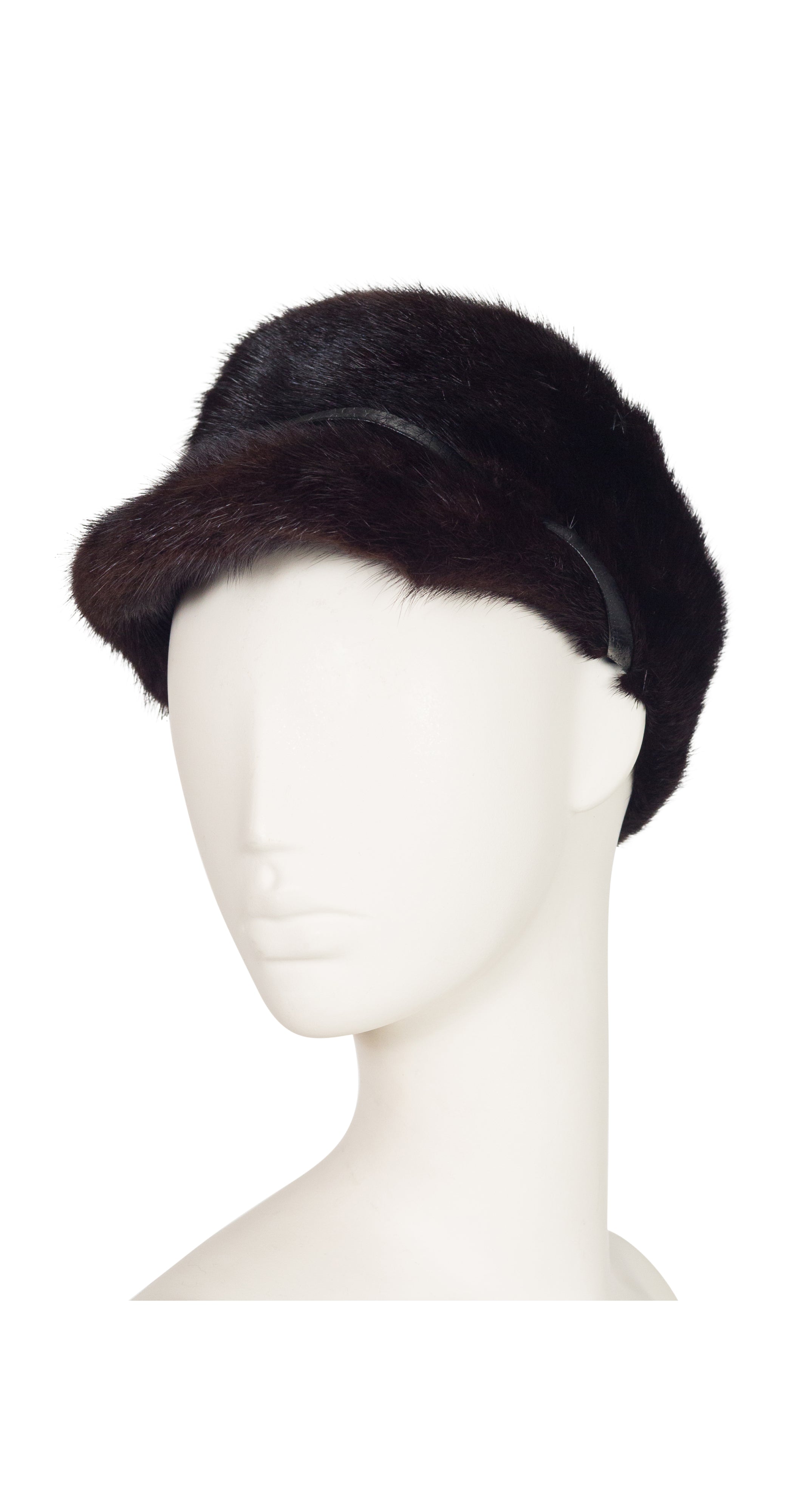 1960s Brown Mink Fur Newsboy Cap