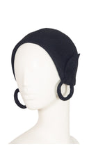 1960s Black Beaver Felt Ring Cloche Hat