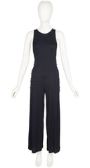 1990s Black Viscose Jersey Open-Side Jumpsuit