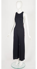 1990s Black Viscose Jersey Open-Side Jumpsuit