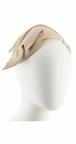 1950s Figural Leaf Beige Wool Felt Hat