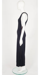 1990s Black Viscose Jersey Open-Side Jumpsuit