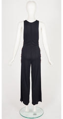 1990s Black Viscose Jersey Open-Side Jumpsuit