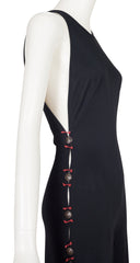 1990s Black Viscose Jersey Open-Side Jumpsuit