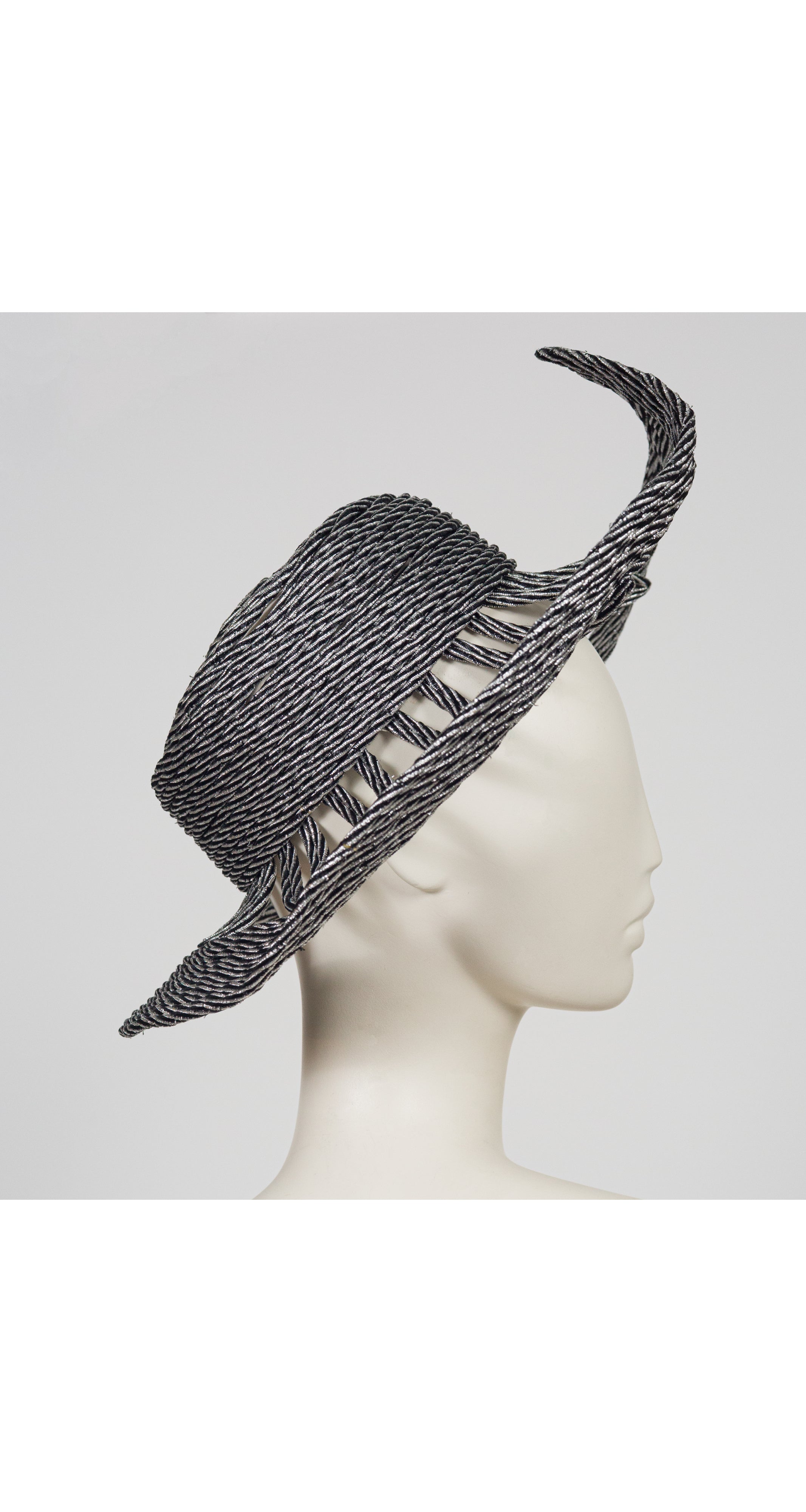 1980s Silver & Black Rope Cut-Out Architectural Hat