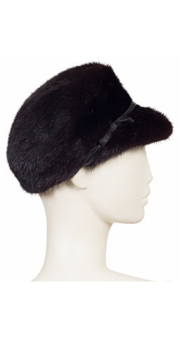 1960s Brown Mink Fur Newsboy Cap