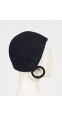 1960s Black Beaver Felt Ring Cloche Hat
