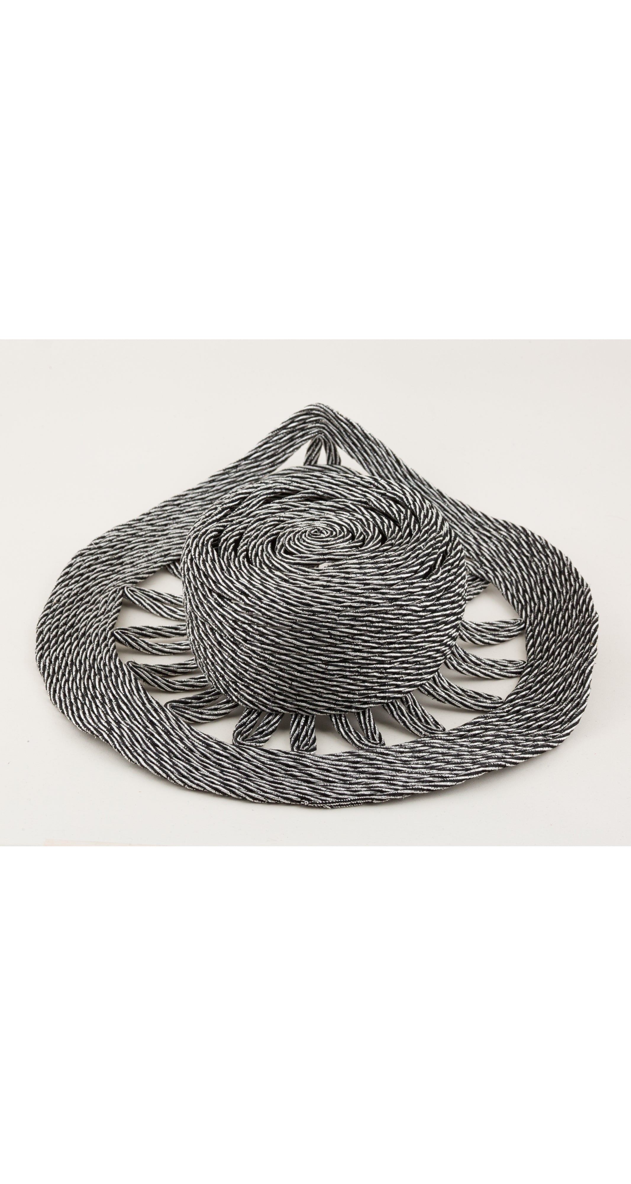 1980s Silver & Black Rope Cut-Out Architectural Hat
