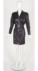 1990s Black Lambskin Zip-Up Motorcycle Dress