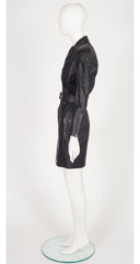 1990s Black Lambskin Zip-Up Motorcycle Dress