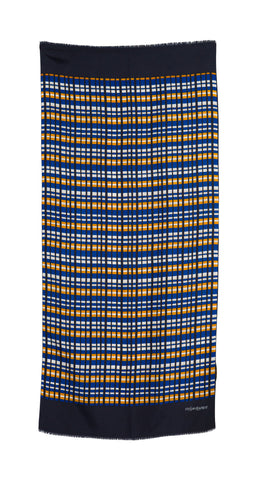 1970s Geometric Plaid Silk Twill Long Men's Scarf