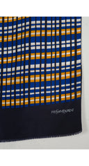 1970s Geometric Plaid Silk Twill Long Men's Scarf