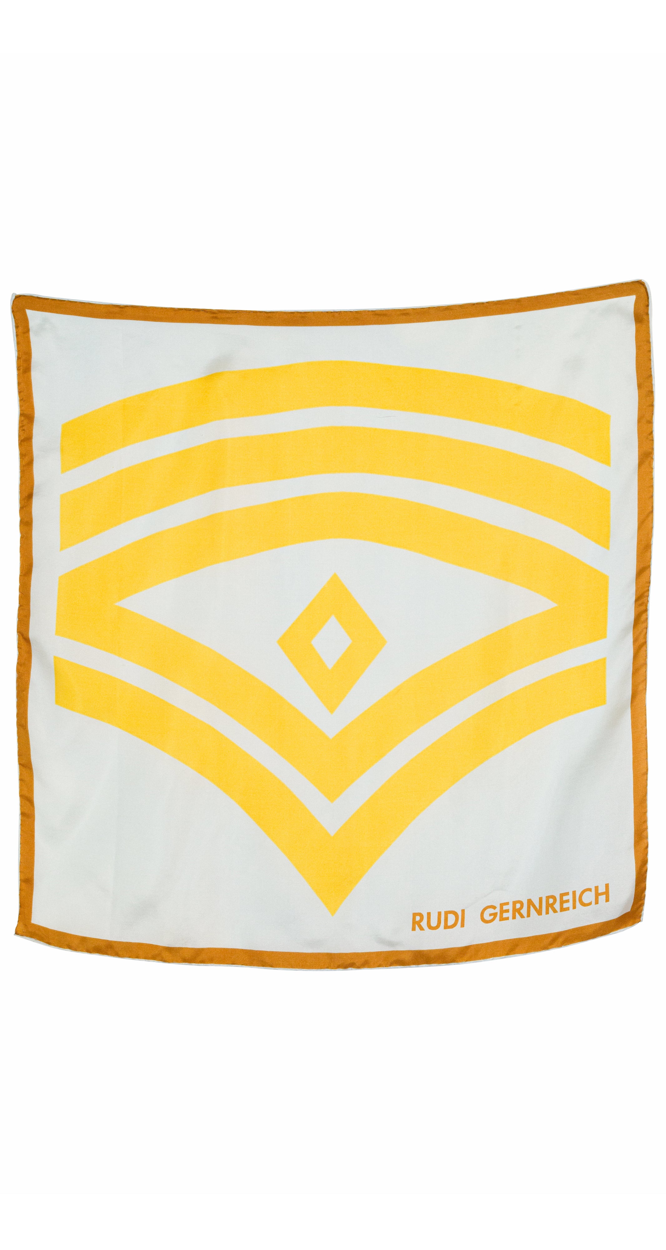 1960s Mod Yellow Chevron Silk Twill Small Scarf