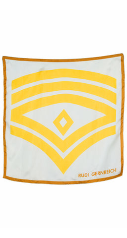1960s Mod Yellow Chevron Silk Twill Small Scarf