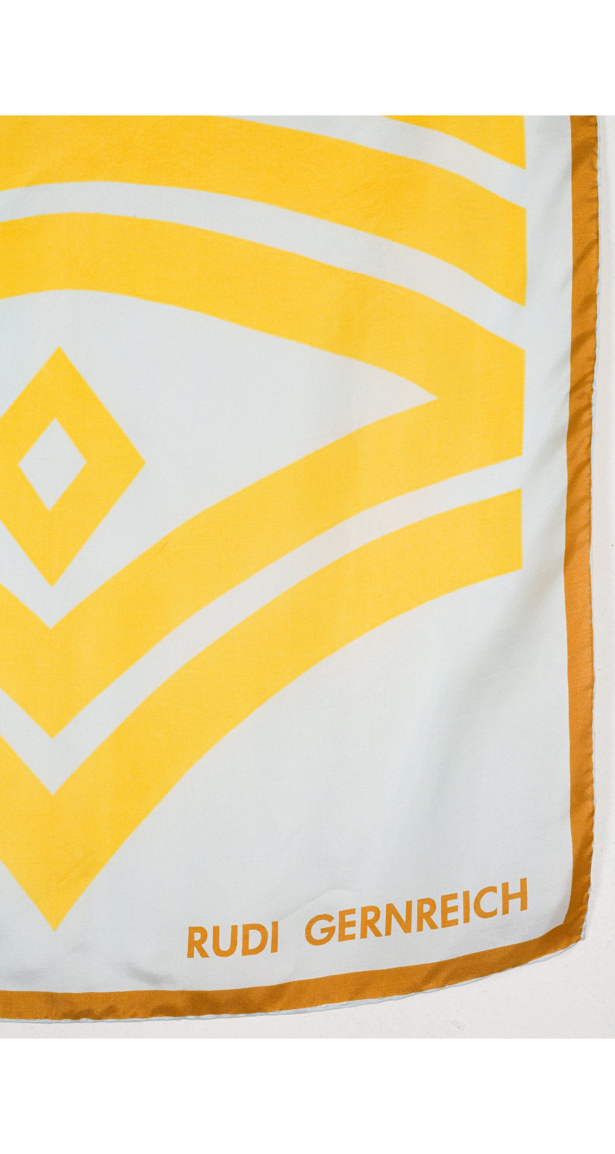 1960s Mod Yellow Chevron Silk Twill Small Scarf