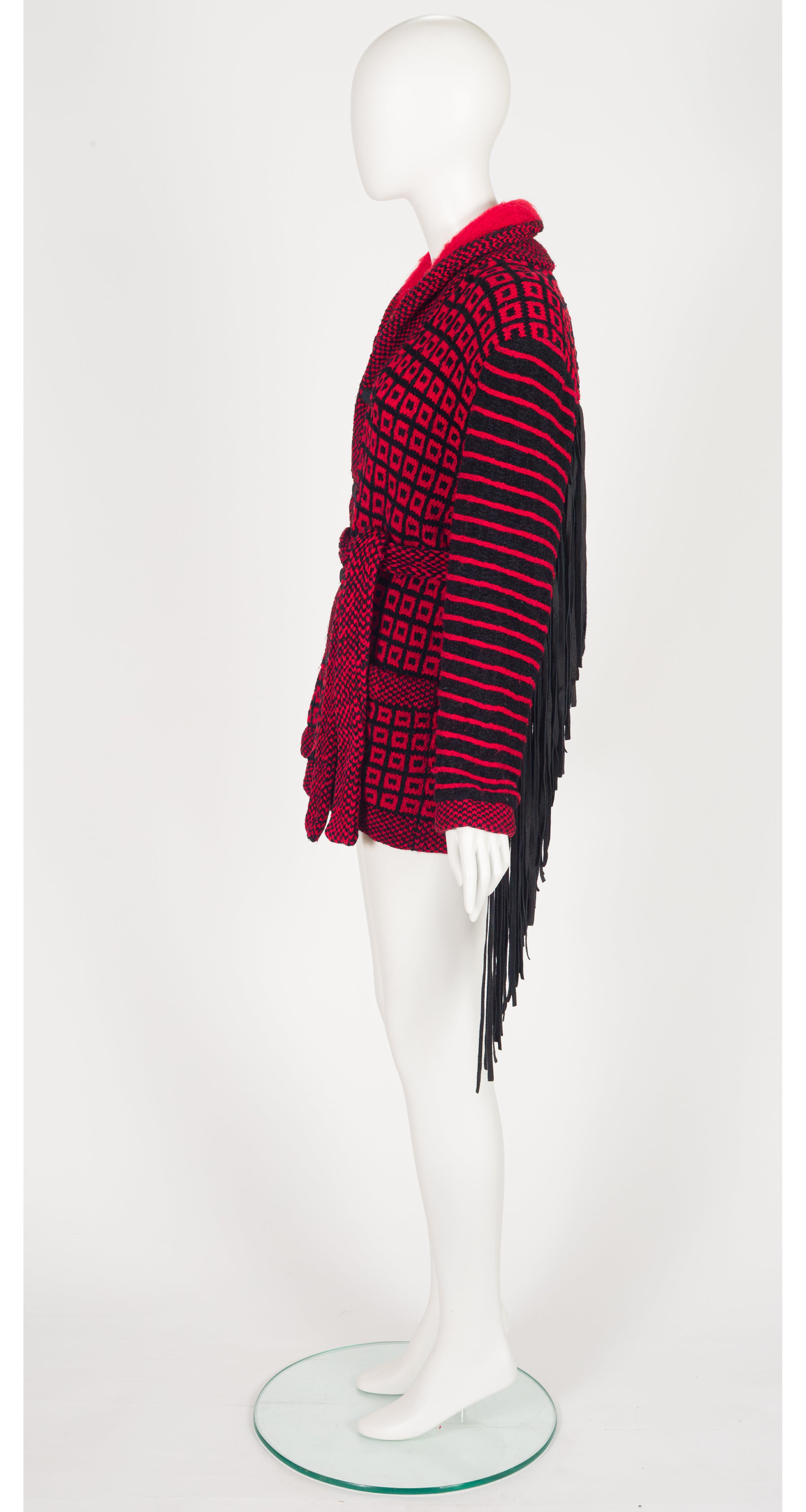 1980-81 F/W Hannya Mask Geometric Knit Tassel Cardigan