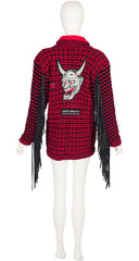 1980-81 F/W Hannya Mask Geometric Knit Tassel Cardigan
