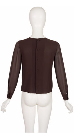 1988-89 F/W Brown Silk Chiffon Long Sleeve Blouse