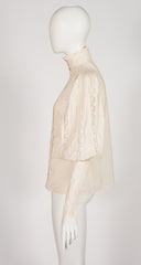 1980s Cream Cotton Lace Leg-of-Mutton Sleeve Blouse