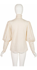 1980s Cream Cotton Lace Leg-of-Mutton Sleeve Blouse