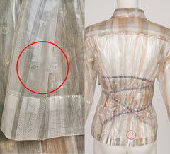 1996 S/S Transparent Metallic Striped Button-Up Top