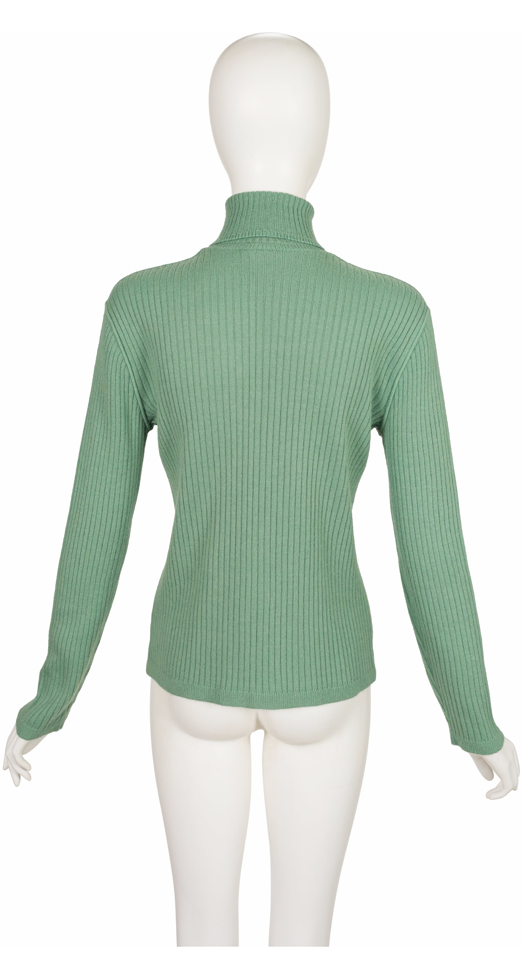 1970s Logo Appliqueé Sage Cashmere Blend Turtleneck